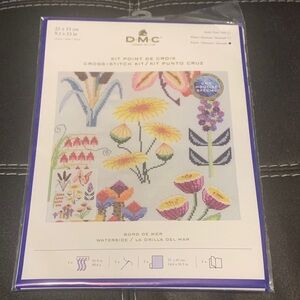 DMC Cross-Stitch Kit with Multicolor Floral Design